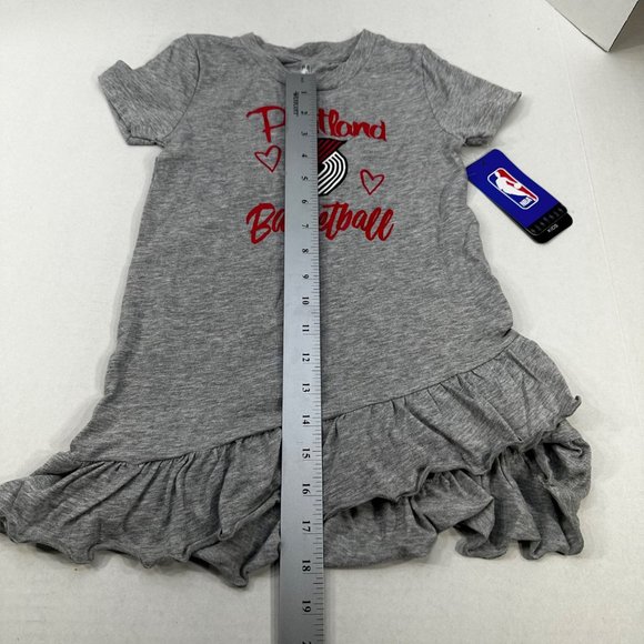 NBA Girl's Size 4T Portland Basketball Ruffle Layered Short Sleeve Dress Gray - Picture 13 of 16